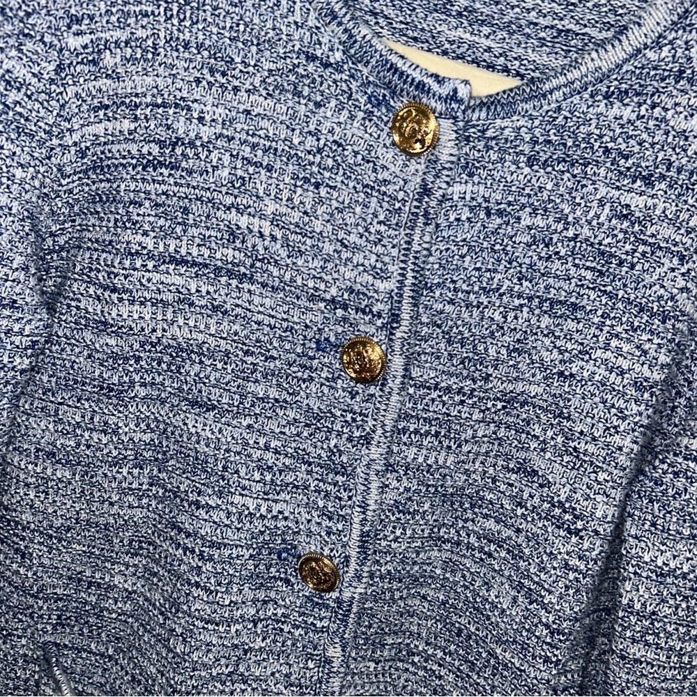 Ann Taylor Blue gold Button-Front Cardigan - Picture 3 of 5